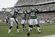 PHILADELPHIA, PA - NOVEMBER 13: Asante Samuel #22 of the Philadelphia Eagles celebrates his interception return for a touchdown with teammates Kurt Coleman #42 and Brian Rolle #59 during a game against the Arizona Cardinals at Lincoln Financial Field on November 13, 2011 in Philadelphia, Pennsylvania. The Cardinals won 21-17. (Photo by Rich Schultz /Getty Images)