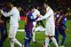 BARCELONA, SPAIN - JANUARY 25: Lionel Messi of FC Barcelona (L) shakes hands with Cristiano Ronaldo of Real Madrid prior to the Copa del Rey quarter final second leg match between FC Barcelona and Real Madrid at Camp Nou on January 25, 2012 in Barcelona, Spain. (Photo by David Ramos/Getty Images)