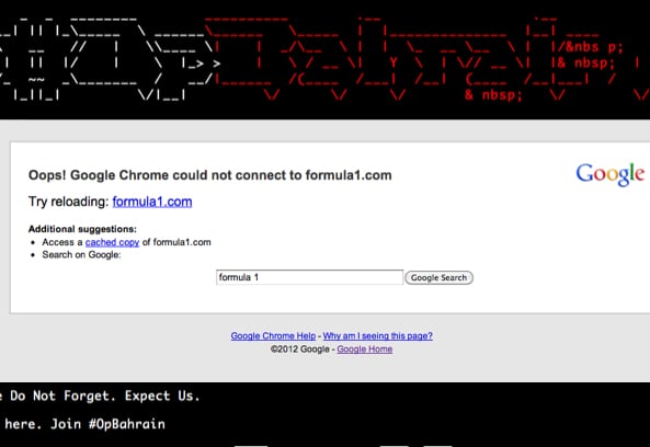 BREAKING: Anonymous Takes Down Formula 1 Website with DDOS Attack