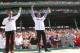 BOSTON, MA - APRIL 20: Former Boston Red Sox players Kevin Millar (L) and Pedro Martinez lead a toast during 100 Years of Fenway Park ceremony before a game between the Boston Red Sox and the New York Yankees at Fenway Park April 20, 2012 in Boston, Massachusetts. (Photo by Jim Rogash/Getty Images)