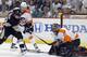 PITTSBURGH, PA - APRIL 20: Ilya Bryzgalov #30 of the Philadelphia Flyers makes a save on Tyler Kennedy #48 of the Pittsburgh Penguins in Game Five of the Eastern Conference Quarterfinals during the 2012 NHL Stanley Cup Playoffs at Consol Energy Center on April 20, 2012 in Pittsburgh, Pennsylvania. (Photo by Justin K. Aller/Getty Images)