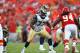 KANSAS CITY, MO - AUGUST 26: Jason Smith #77 of the St. Louis Rams blocks against the Kansas City Chiefs during a pre-season game at Arrowhead Stadium on August 26, 2010 in Kansas City, Missouri. The Rams defeated the Chiefs, 14-10. (Photo by Dilip Vishwanat/Getty Images)