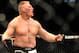 LAS VEGAS - JULY 11: Brock Lesnar reacts after knocking out Frank Mir during their heavyweight title bout during UFC 100 on July 11, 2009 in Las Vegas, Nevada. (Photo by Jon Kopaloff/Getty Images)