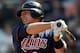 MINNEAPOLIS, MN - APRIL 12: Luke Hughes #38 of the Minnesota Twins hits an RBI single against the Los Angeles Angels of Anaheim during the eighth inning on April 12, 2012 at Target Field in Minneapolis, Minnesota. The Twins defeated the Angels 10-9. (Photo by Hannah Foslien/Getty Images)