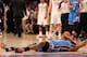 LOS ANGELES, CA - APRIL 22: James Harden #13 of the Oklahoma City Thunder lies on the floor after being hit by Metta World Peace #15 of the Los Angeles Lakers as referees separate Thunder and Lakers players at Staples Center on April 22, 2012 in Los Angeles, California. NOTE TO USER: User expressly acknowledges and agrees that, by downloading and or using this photograph, User is consenting to the terms and conditions of the Getty Images License Agreement. (Photo by Stephen Dunn/Getty Images)