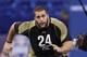INDIANAPOLIS, IN - FEBRUARY 25: Offensive lineman Matt Kalil of USC participates in a drill during the 2012 NFL Combine at Lucas Oil Stadium on February 25, 2012 in Indianapolis, Indiana. (Photo by Joe Robbins/Getty Images)