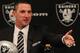 ALAMEDA, CA - JANUARY 30: New Oakland Raiders head coach Dennis Allen speaks to reporters during a press conference on January 30, 2012 in Alameda, California. Dennis Allen was introduced as the new coach of the Oakland Raiders, replacing Hue Jackson who was fired after one season. (Photo by Justin Sullivan/Getty Images)