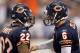 ARLINGTON, TX - SEPTEMBER 19: (L-R) Running back Matt Forte #22 and Jay Cutler #6 of the Chicago Bears celebrate a touchdown against the Dallas Cowboys in the fourth quarter at Cowboys Stadium on September 19, 2010 in Arlington, Texas. (Photo by Ronald Martinez/Getty Images)