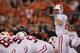 GLENDALE, AZ - JANUARY 02: Andrew Luck #12 of the Stanford Cardinal gestures at the line against the Oklahoma State Cowboys during the Tostitos Fiesta Bowl on January 2, 2012 at University of Phoenix Stadium in Glendale, Arizona. (Photo by Doug Pensinger/Getty Images)