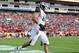 TMAPA, FL - JANUARY 02: Tight end Brian Linthicum #88 of the Michigan State Spartans runs fron the end zone after a touchdown catch against the Georgia Bulldogs in the Outback Bowl January 2, 2012 at Raymond James Stadium, Tampa Florida. The Spartans won 33 - 30. (Photo by Al Messerschmidt/Getty Images)