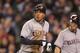 SEATTLE, WA - APRIL 17: Michael Brantley #23 of the Cleveland Indians heads to the dugout after scoring against the Seattle Mariners at Safeco Field on April 17, 2012 in Seattle, Washington. (Photo by Otto Greule Jr/Getty Images)