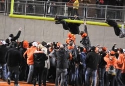 OSU Football Team Members Get Goal Post Fragments