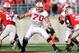 COLUMBUS, OH - OCTOBER 10: Offensive lineman Kevin Zeitler #70 of the Wisconsin Badgers blocks against the Ohio State Buckeyes at Ohio Stadium on October 10, 2009 in Columbus, Ohio. (Photo by Jamie Sabau/Getty Images)