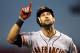 Angel Pagan asking the gods for more luck on balls in play
