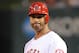 ANAHEIM, CA - APRIL 21: Albert Pujols #5 of the Los Angeles Angels of Anaheim stands on first base after a walk in the fifth inning against the Baltimore Orioles at Angel Stadium of Anaheim on April 21, 2012 in Anaheim, California. (Photo by Lisa Blumenfeld/Getty Images)