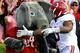 AUBURN, AL - NOVEMBER 26: Trent Richardson #3 of the Alabama Crimson Tide celebrates his touchdown against the Auburn Tigers with mascot Big Al at Jordan-Hare Stadium on November 26, 2011 in Auburn, Alabama. (Photo by Kevin C. Cox/Getty Images)
