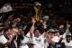 MIAMI, FL - JUNE 12: Jason Kidd #2 of the Dallas Mavericks holds the Larry O'Brien trophy after the Mavericks won 105-95 against the Miami Heat in Game Six of the 2011 NBA Finals at American Airlines Arena on June 12, 2011 in Miami, Florida. NOTE TO USER: User expressly acknowledges and agrees that, by downloading and/or using this Photograph, user is consenting to the terms and conditions of the Getty Images License Agreement. (Photo by Ronald Martinez/Getty Images)