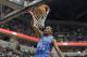 INDIANAPOLIS, IN - APRIL 06: Kevin Durant #35 of the Oklahoma City Thunder dunks the ball during the NBA game against the Indiana Pacers at Bankers Life Fieldhouse on April 6, 2012 in Indianapolis, Indiana. NOTE TO USER: User expressly acknowledges and agrees that, by downloading and or using this photograph, User is consenting to the terms and conditions of the Getty Images License Agreement. (Photo by Andy Lyons/Getty Images)