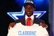NEW YORK, NY - APRIL 26: Morris Claiborne (R)from LSU holds up a jersey as he stands on stage after he was selected #6 overall by the Dallas Cowboys in the first round of during the 2012 NFL Draft at Radio City Music Hall on April 26, 2012 in New York City. (Photo by Al Bello/Getty Images)