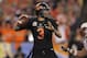 GLENDALE, AZ - JANUARY 02: Brandon Weeden #3 of the Oklahoma State Cowboys throws a pass against the Stanford Cardinal during the Tostitos Fiesta Bowl on January 2, 2012 at University of Phoenix Stadium in Glendale, Arizona. Oklahoma State won 41-38 in overtime. (Photo by Doug Pensinger/Getty Images)