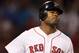 BOSTON, MA - AUGUST 30: Carl Crawford #13 of the Boston Red Sox rounds first base after his solo home run in the fourth inning against the New York Yankees on August 30, 2011 at Fenway Park in Boston, Massachusetts. (Photo by Elsa/Getty Images)