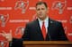 TAMPA, FL - JANUARY 27: Coach Greg Schiano of the Tampa Bay Buccaneers speaks to the media at an introduction press conference at the team training facility January 27, 2012 in Tampa, Florida. (Photo by Al Messerschmidt/Getty Images)