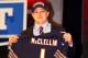 NEW YORK, NY - APRIL 26: Shea McClellin (R) of Boise State holds up a jersey as he stands on stage after he was selected #19 overall by the Chicago Bears in the first round of the 2012 NFL Draft at Radio City Music Hall on April 26, 2012 in New York City. (Photo by Al Bello/Getty Images)