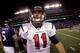 BALTIMORE, MD - OCTOBER 16: Quarterbacks Joe Flacco #5 of the Baltimore Ravens and Matt Leinart #11 of the Houston Texans greet each other after the Ravens 29-14 win at M&T Bank Stadium on October 16, 2011 in Baltimore, Maryland. The Ravens won 29-14. (Photo by Rob Carr/Getty Images)