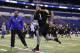 INDIANAPOLIS, IN - FEBRUARY 25: Offensive lineman Mike Adams of Ohio State participates in a drill during the 2012 NFL Combine at Lucas Oil Stadium on February 25, 2012 in Indianapolis, Indiana. (Photo by Joe Robbins/Getty Images)