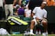 LONDON, ENGLAND - JUNE 27: Rafael Nadal of Spain takes a break because of an injury during his fourth round match against Juan Martin Del Potro of Argentina on Day Seven of the Wimbledon Lawn Tennis Championships at the All England Lawn Tennis and Croquet Club on June 27, 2011 in London, England. (Photo by Clive Brunskill/Getty Images)