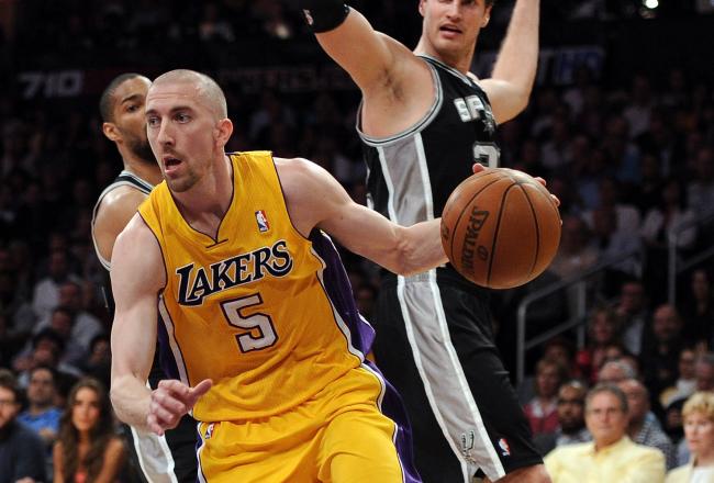 Steve Blake was on fire in the first quarter hitting three of four three point shots.