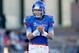 BOISE, ID - NOVEMBER 26: Kellen Moore #11 of the Boise State Broncos applauds a touchdown against the Wyoming Cowboys at Bronco Stadium on November 26, 2011 in Boise, Idaho. (Photo by Otto Kitsinger III/Getty Images)
