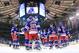 NEW YORK, NY - APRIL 28: Henrik Lundqvist #30 of the New York Rangers celebrates with teammates after their 3 to 1 win over the Washington Capitals in Game One of the Eastern Conference Semifinals during the 2012 NHL Stanley Cup Playoffs at Madison Square Garden on April 28, 2012 in New York City. (Photo by Bruce Bennett/Getty Images)