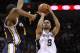 Tony Parker takes a shot in San Antonio's blowout win over Utah.