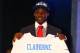 NEW YORK, NY - APRIL 26: Morris Claiborne from LSU holds up a jersey as he stands on stage after he was selected #6 overall by the Dallas Cowboys in the first round of during the 2012 NFL Draft at Radio City Music Hall on April 26, 2012 in New York City. (Photo by Al Bello/Getty Images)