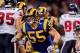 ST. LOUIS - DECEMBER 20: James Laurinaitis #59 of the St. Louis Rams reacts to a play during the game against the Houston Texans at Edward Jones Dome on December 20, 2009 in St. Louis, Missouri. (Photo by Dilip Vishwanat/Getty Images)
