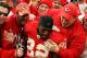 KANSAS CITY, MO - DECEMBER 18: Dwayne Bowe #82 of the Kansas City Chiefs celebrates by jumping into the standfs after the Chiefs defeated the Green Bay Packers 19-14 to win the game on December 18, 2011 at Arrowhead Stadium in Kansas City, Missouri. (Photo by Jamie Squire/Getty Images)