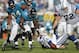 JACKSONVILLE, FL - JANUARY 1: Jeremy Mincey #94 and George Selvie #91 of the Jacksonville Jaguars look to recover a fumble after a sack of Dan Orlovsky #6 of the Indianapolis Colts at EverBank Field on January 1, 2012 in Jacksonville, Florida. The Jaguars defeated the Colts 19-13. (Photo by Joe Robbins/Getty Images)