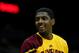 NEWARK, NJ - MARCH 19: Kyrie Irving #2 of the Cleveland Cavaliers looks on during warm ups against the New Jersey Nets at Prudential Center on March 19, 2012 in Newark, New Jersey. NOTE TO USER: User expressly acknowledges and agrees that, by downloading and or using this photograph, User is consenting to the terms and conditions of the Getty Images License Agreement. (Photo by Chris Chambers/Getty Images)