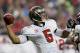 ATLANTA, GA - JANUARY 01: Josh Freeman #5 of the Tampa Bay Buccaneers against the Atlanta Falcons at Georgia Dome on January 1, 2012 in Atlanta, Georgia. (Photo by Kevin C. Cox/Getty Images)