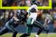 SEATTLE, WA - DECEMBER 1: Vince Young #9 of the Philadelphia Eagles is sacked by Anthony Hargrove #94 of the Seattle Seahawks at CenturyLink Field December 1, 2011 in Seattle, Washington. (Photo by Jay Drowns/Getty Images)