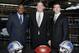 DETROIT , MI - JANUARY 16: Jim Schwartz, center, head coach of the Detroit Lions poses with General Manager Martin Mayhew, left, and Tom Lewand team president after a press conference to introduce him as the Lions new head coach on January 16, 2009 at Ford Field in Detroit, Michigan. (Photo by Gregory Shamus/Getty Images)