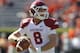 AUBURN, AL - OCTOBER 16: Quarterback Tyler Wilson #8 of the Arkansas Razorbacks drops back and looks downfield before the game against the Auburn Tigers at Jordan-Hare Stadium on October 16, 2010 in Auburn, Alabama. The Tigers beat the Razorbacks 65-43. (Photo by Mike Zarrilli/Getty Images)
