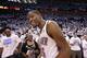 OKLAHOMA CITY, OK - APRIL 30: Kevin Durant #35 of the Oklahoma City Thunder looks across court after the win against the Dallas Mavericks in Game Two of the Western Conference Quarterfinals in the 2012 NBA Playoffs on April 30, 2012 at the Chesapeake Energy Arena in Oklahoma City, Oklahoma. Oklahoma City defeated Dallas 102-99. NOTE TO USER: User expressly acknowledges and agrees that, by downloading and or using the photograph, User is consenting to the terms and conditions of the Getty Images License Agreement. (Photo by Brett Deering/Getty Images)