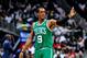ATLANTA, GA - APRIL 29: Rajon Rondo #9 of the Boston Celtics directs his team against the Atlanta Hawks in Game One of the Eastern Conference Quarterfinals in the 2012 NBA Playoffs on April 29, 2012 at Philips Arena in Atlanta, Georgia. The Hawks won 83-74. NOTE TO USER: User expressly acknowledges and agrees that, by downloading and or using this photograph, User is consenting to the terms and conditions of the Getty Images License Agreement. (Photo by Grant Halverson/Getty Images)