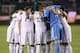 CARSON, CA - NOVEMBER 03: The Los Angeles Galaxy huddle before the game against the New York Red Bulls in their Western Conference Semifinal at The Home Depot Center on November 3, 2011 in Carson, California. The Galaxy won 2-1 to advance to the Conference Finals. (Photo by Stephen Dunn/Getty Images)