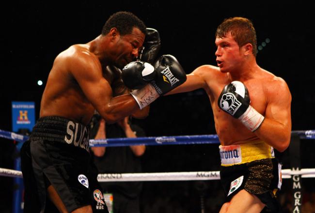 Canelo imposing his will on the shopworn Mosley.
