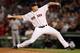 BOSTON, MA - APRIL 17: Mark Melancon #37 of the Boston Red Sox delivers a pitch in the eighth inning against the Texas Rangers on April 17, 2012 at Fenway Park in Boston, Massachusetts. (Photo by Elsa/Getty Images)