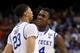 NEW ORLEANS, LA - APRIL 02: Anthony Davis #23 and Michael Kidd-Gilchrist #14 of the Kentucky Wildcats react late in the second half while taking on the Kansas Jayhawks in the National Championship Game of the 2012 NCAA Division I Men's Basketball Tournament at the Mercedes-Benz Superdome on April 2, 2012 in New Orleans, Louisiana. (Photo by Jeff Gross/Getty Images)