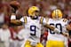 NEW ORLEANS, LA - JANUARY 09: Jordan Jefferson #9 of the Louisiana State University Tigers passes against the Alabama Crimson Tide during the 2012 Allstate BCS National Championship Game at Mercedes-Benz Superdome on January 9, 2012 in New Orleans, Louisiana. (Photo by Chris Graythen/Getty Images)